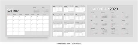 Monthly Calendar Template 2023 Year Wall Stock Vector Royalty Free