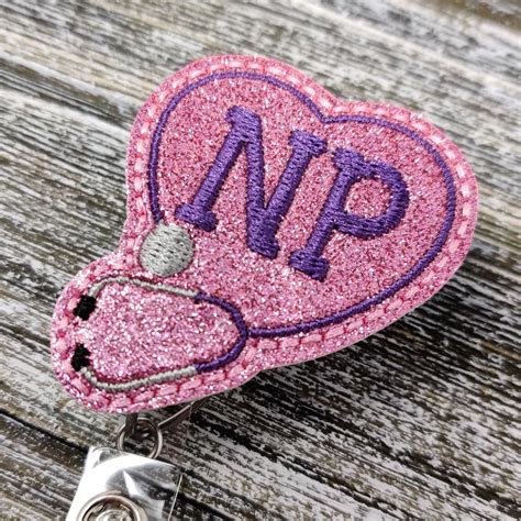 Pink Glitter Nurse Practitioner Badge Holder Nurse Etsy