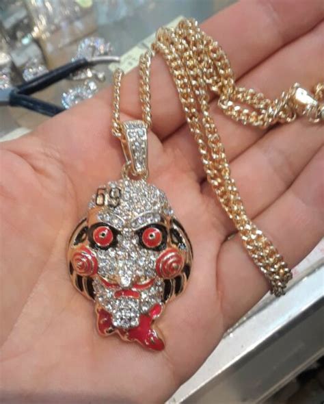 Face Mask Tekashi 69 Hip Hop Crystal Pendant Necklace Box Rope Cuban