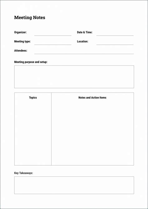》free Printable Meeting Notes Template