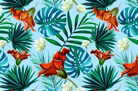 Free Download Tropical Pattern Jungle Flowers Patterns On Creative
