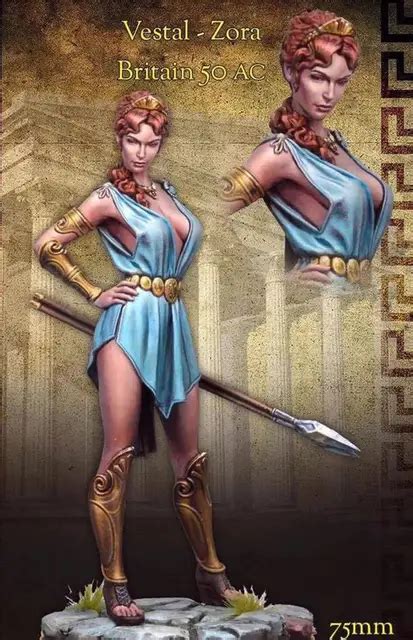 1 24 Scale 75MM Roman Female Warrior Unpainted Miniatures Resin Model