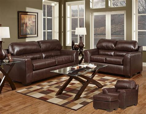 Dark Brown Bonded Leather Modern Loveseat And Sofa Set Woptions