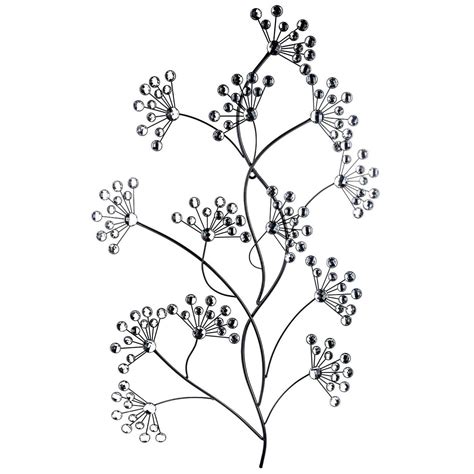 Wall Sculptures Home Décor Tree Branch Wall Decor Black Metal W Clear