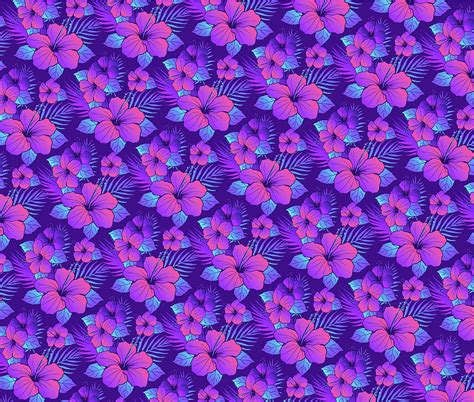 Vibrant Floral Hibiscus Flower Pattern Digital Art By P A Pixels