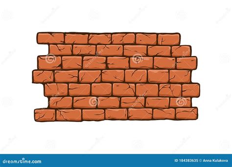 Brick Wall Vector Illustration Old Ancient Or Aged Rectangle Bricks