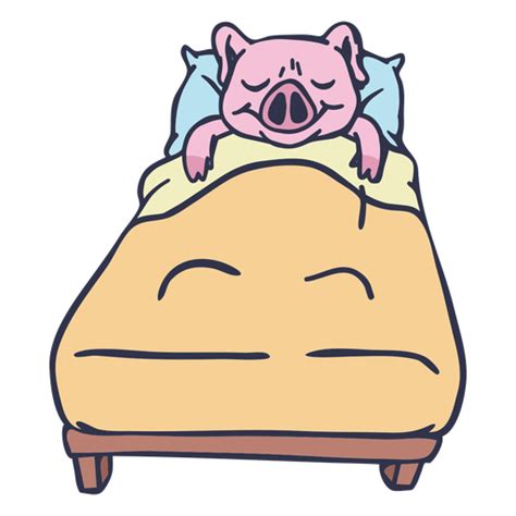 Pig Sleeping In Bed Cartoon Transparent Png And Svg Vector File