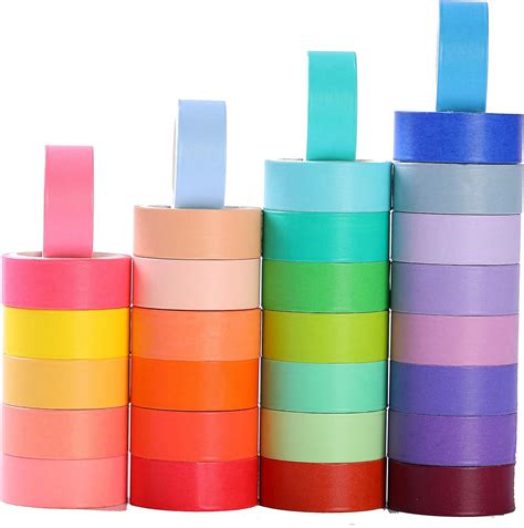 30 rolls 15mm wide washi masking tape set colourful rainbow tape，decorative writable craft tape