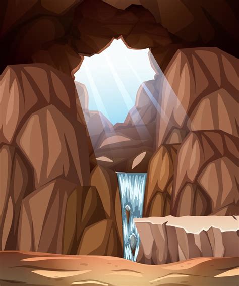 Cave Scene With Skylight And Waterfall 301193 Download Free Vectors