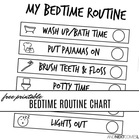 Free Printable Bedtime Visual Routine Chart For Kids And Next Comes L