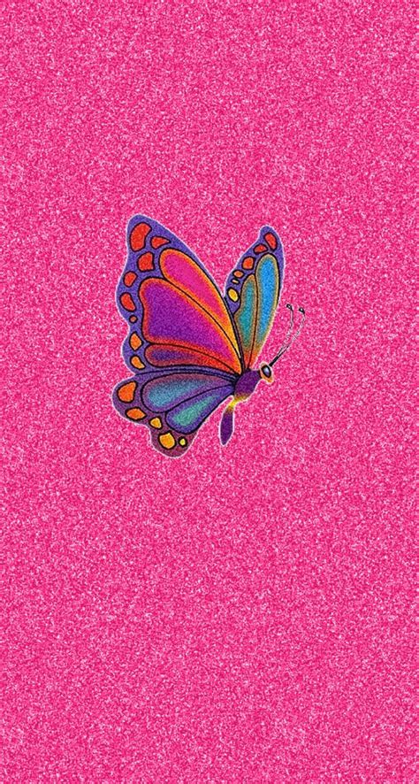 Pink Glitter Colorful Butterfly Iphone Wallpaper Color