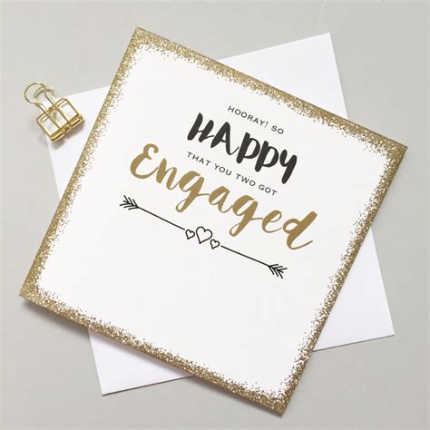 Engagement Card Engaged Card Modern Engagement Card Gold Etsy Uk