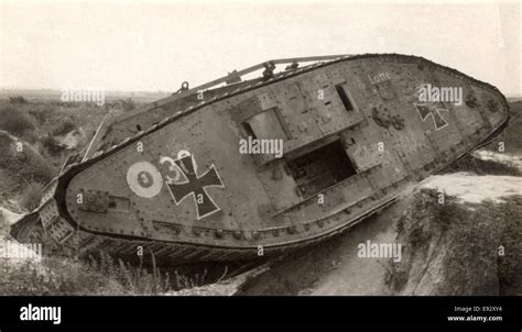 German Tank Hindenburg Line Wwi Postcard Circa 1918 Stock Photo Alamy