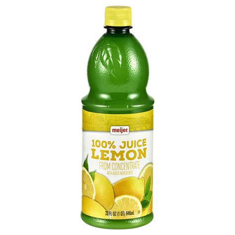 Meijer 100 Lemon Juice 32 Oz Lemonade And Lime Meijer Grocery