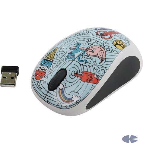 910 005055 Logitech M238 Wireless Mouse Doodle Collection Bae Bee Blue