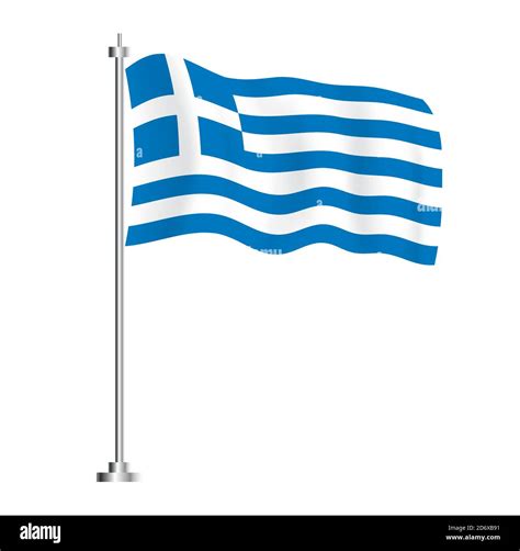 Greek Flag Isolated Wave Flag Of Greece Country Vector Illustration