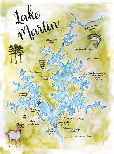 (lake martin specific) 109,408 messages Lake Martin Map Wall Print. Lake Martin, Alabama ...
