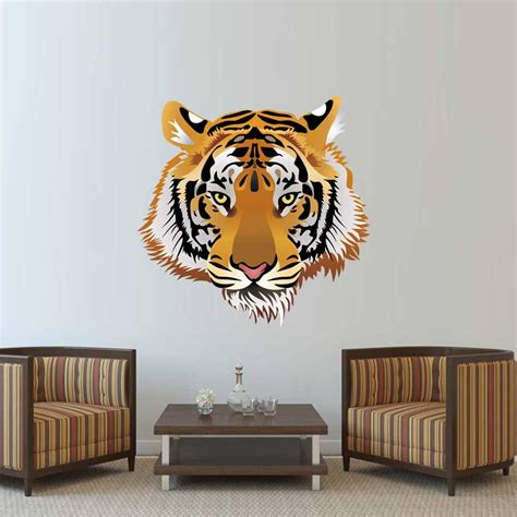 Wild Animal Big Tiger Head Wall Sticker Vinyl 3d Tiger Wall Decal Diy