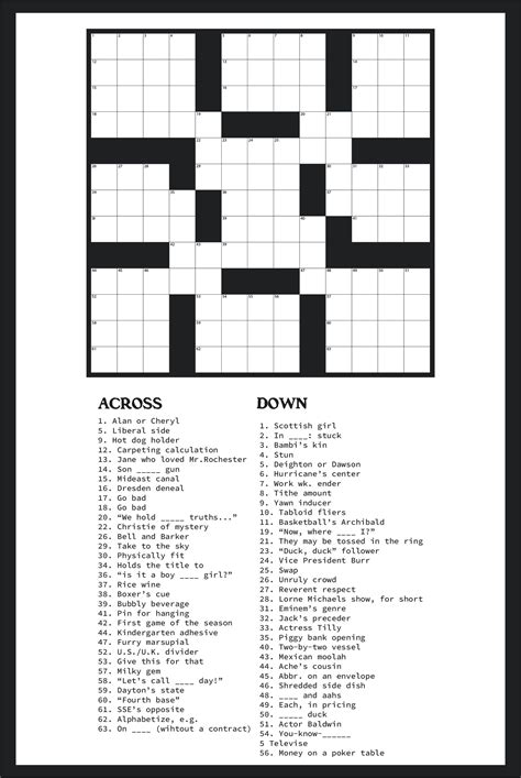 Easy Crossword Puzzles Free Printable