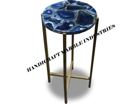 Blue Agate Round Coffee Table Agate Table Stone Coffee Etsy