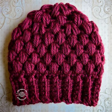 Crochet Chunky Puff Stitch Beanie Pattern With Ponytailmessy Etsy