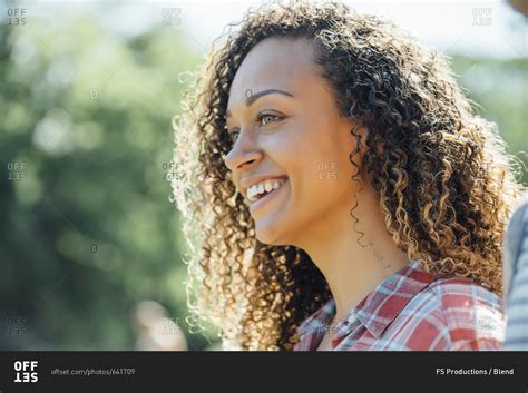 Close Up Of Smiling Mixed Race Woman Stock Photo Offset