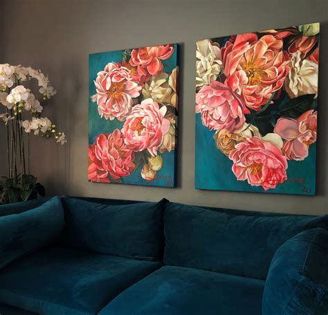 Coral Heart 1and2 Jana Aspeling Flower Painting Canvas Flower Art