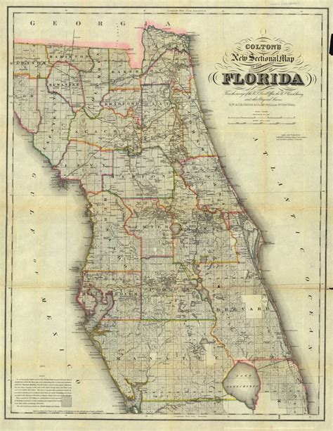 1885 Florida Memory Coltons Florida 1885 East Map Of Florida