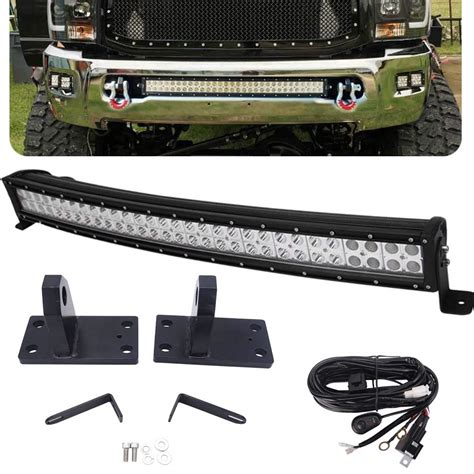 Buy Inch Curved Light Bar Hidden Bumper Tow Hook Ing Bracket Compatible With Dodge