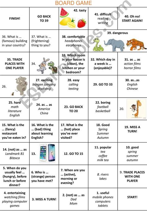 ESL English PowerPoints Comparative And Superlative Board Game A Printable Version