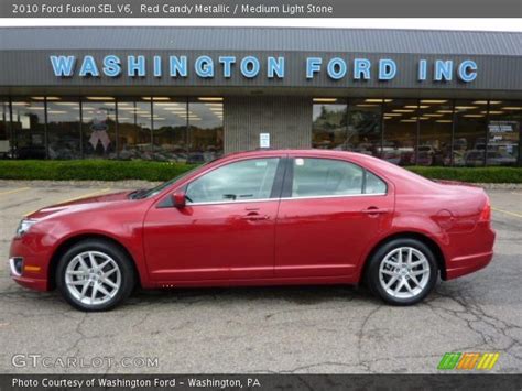 Red Candy Metallic 2010 Ford Fusion Sel V6 Medium Light Stone