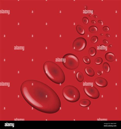 Red Blood Cells Flow Along On Red Backgroundillustration Vector Eps10