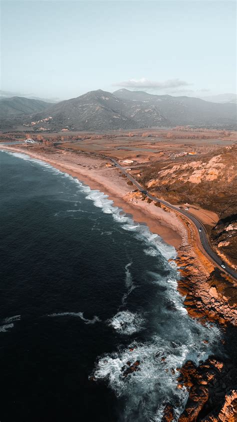 1440x2560 Aerial View Road Coast Landscape Wallpaper Landscape