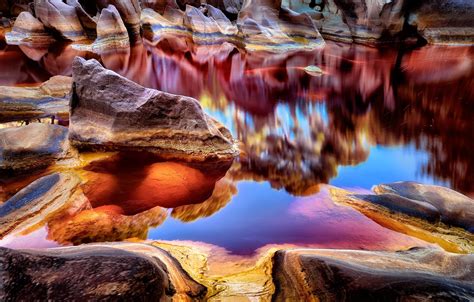 Wallpaper Stones Spain Andalusia Rio Tinto Red River