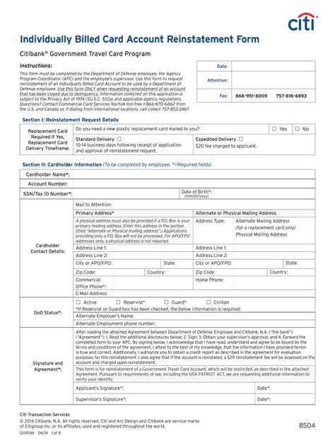 Citibank Reinstatement Form Fill And Sign Printable
