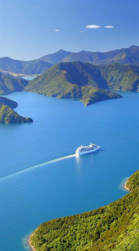 Cruise Ship In Marlborough Sounds New Zealand Leaving Picton I
