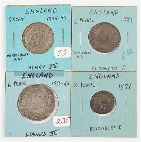 Four 16th Century British Coins