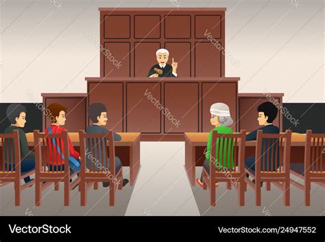 Courtroom Scene Royalty Free Vector Image Vectorstock