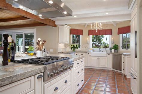 French country kitchen cream cabinets light blue walls and black. French Country-Inspired Kitchen With White Cabinets | HGTV