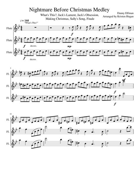 It's the best place where musicians can enjoy unlimited downloads, browse our entire collection. The Nightmare Before Christmas Medley for Flute Trio sheet music for Flute download free in PDF ...