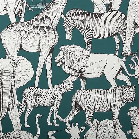 Superfresco Easy Teal Jungle Animals Smooth Wallpaper Diy At Bandq