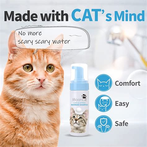 buy mooncat waterless cat shampoo licking safe dry shampoo for cats no rinse foam cat bath