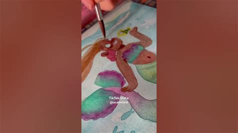 Speedpainting Little Mermaid 🧜‍♀️🐠 Watercolor Aquarela Painting