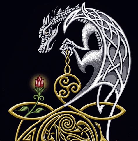 Celtic Dragon Framed Digital Art Print 8 X 10