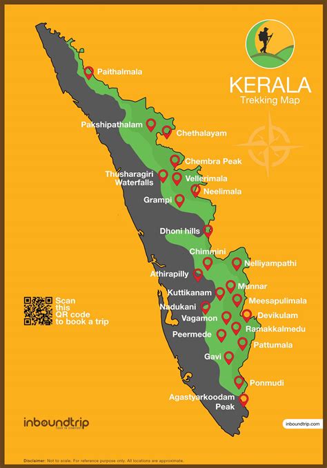 It is a narrow strip of coastal territory that slopes down the western ghats in a cascade of lush, green vegetation and reaches the arabian sea. Kerala Trekking Map - Kerala Taxi Tour - Experiences, guides and tips
