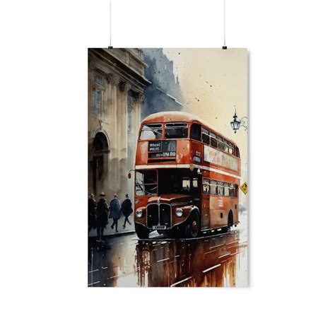 London Bus Watercolor Painting Poster Etsy