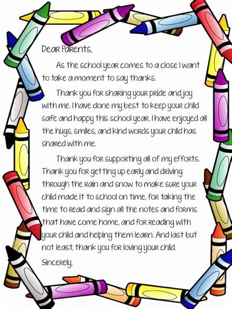 Free Thank You Note To Parents From School Pdf In 2021 School