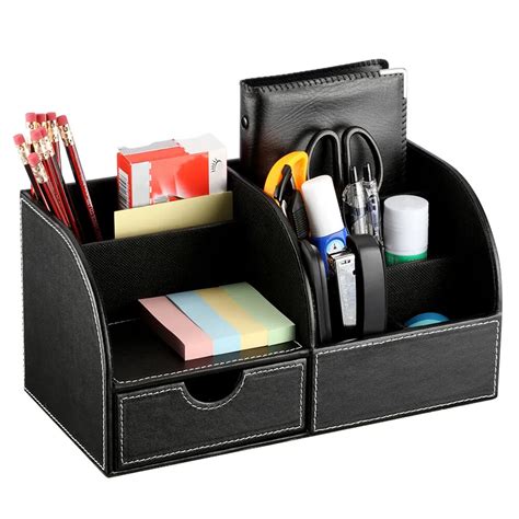 Finether Storage Box 7 Compartments Multifunctional Pu Leather Office