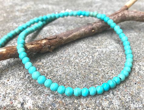 Beaded Turquoise Choker With Magnesite Stone Small And Simple Etsy