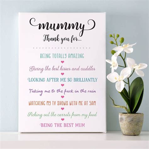 Personalised Thank You Mum Mothers Day Print